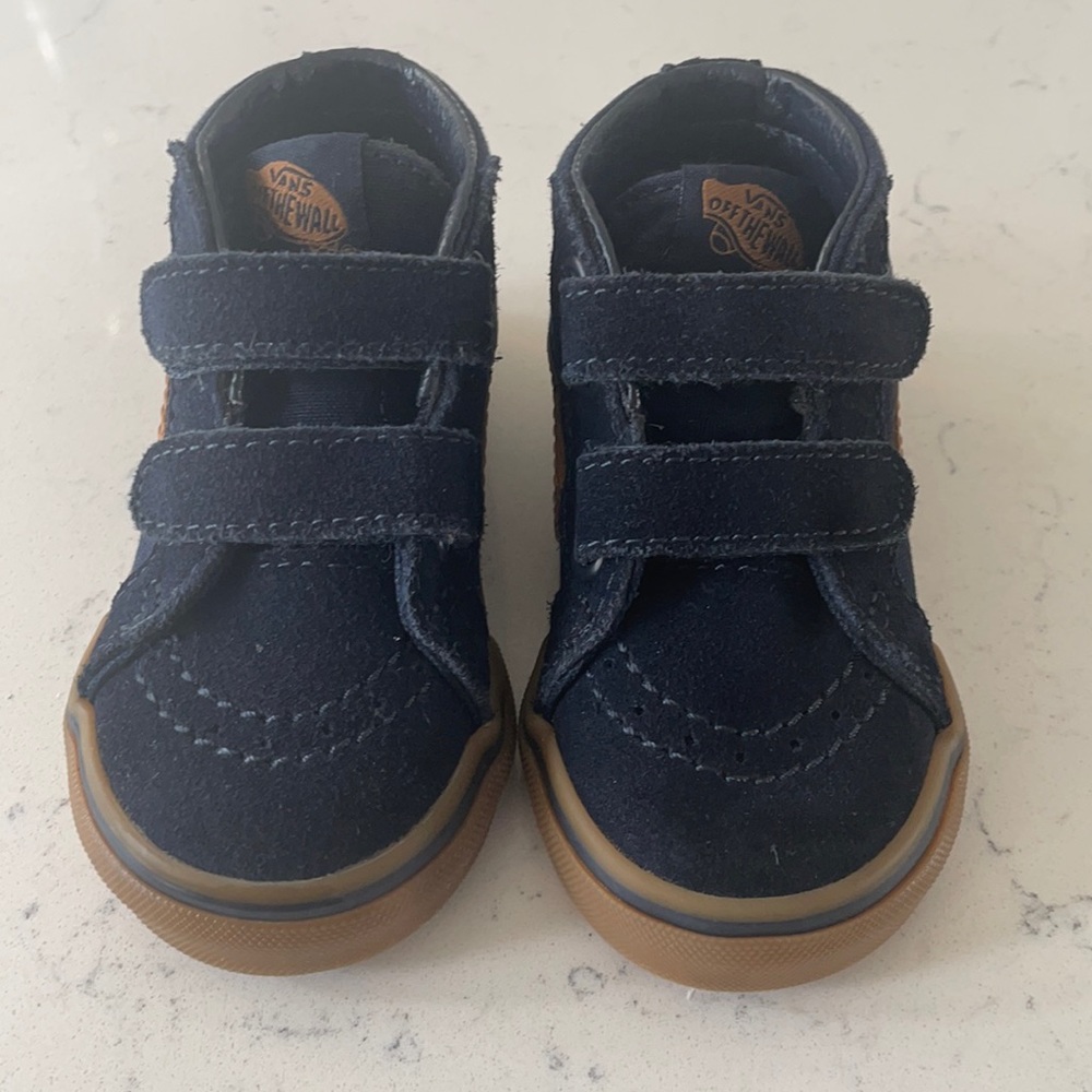 Vans Navy and Tan Suede Shoes - Toddler 5